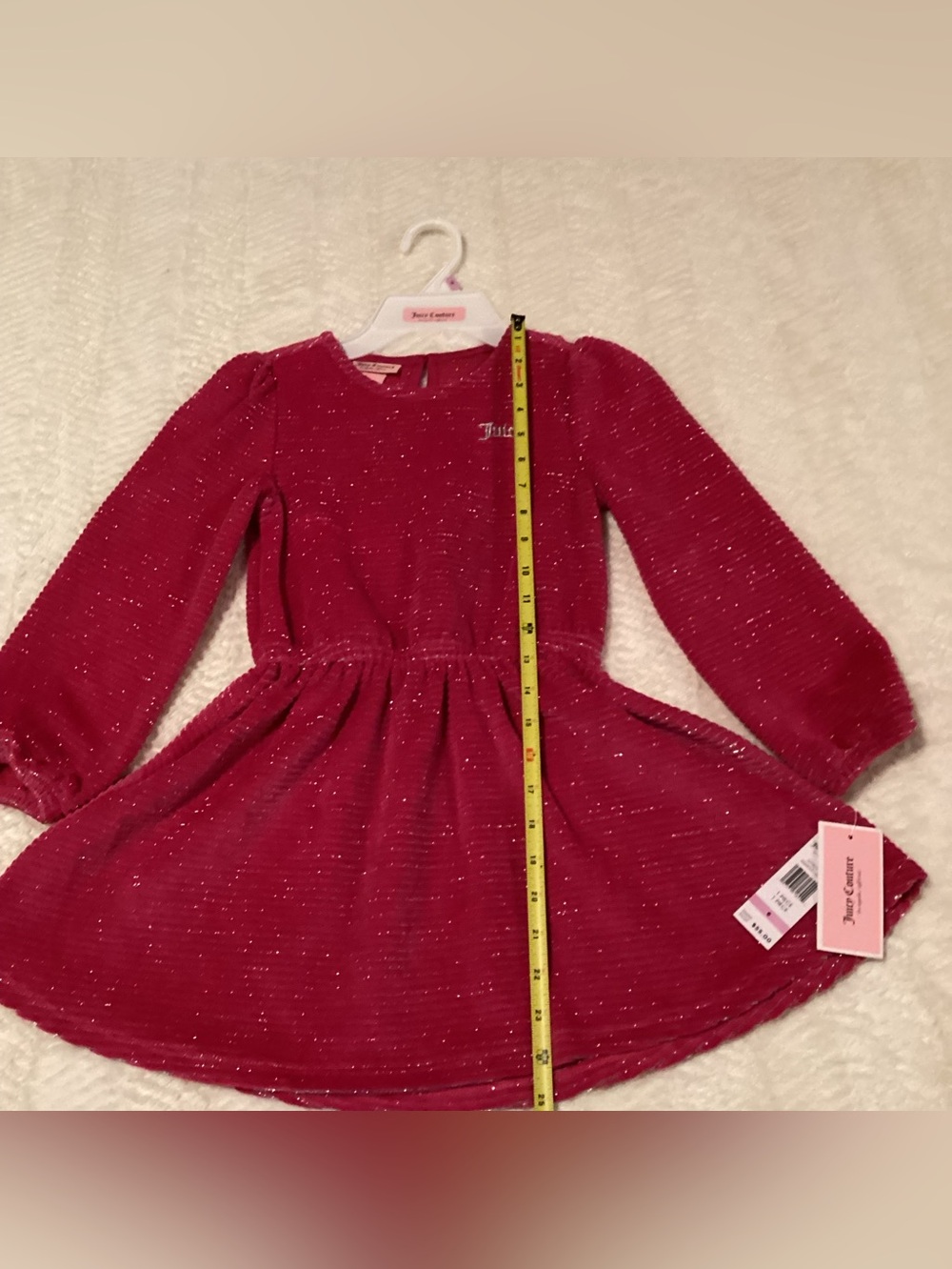 Little Girls Beauty Juicy Couture Sz 6 NWT Hot Pink Silver Glitter Velour Dress